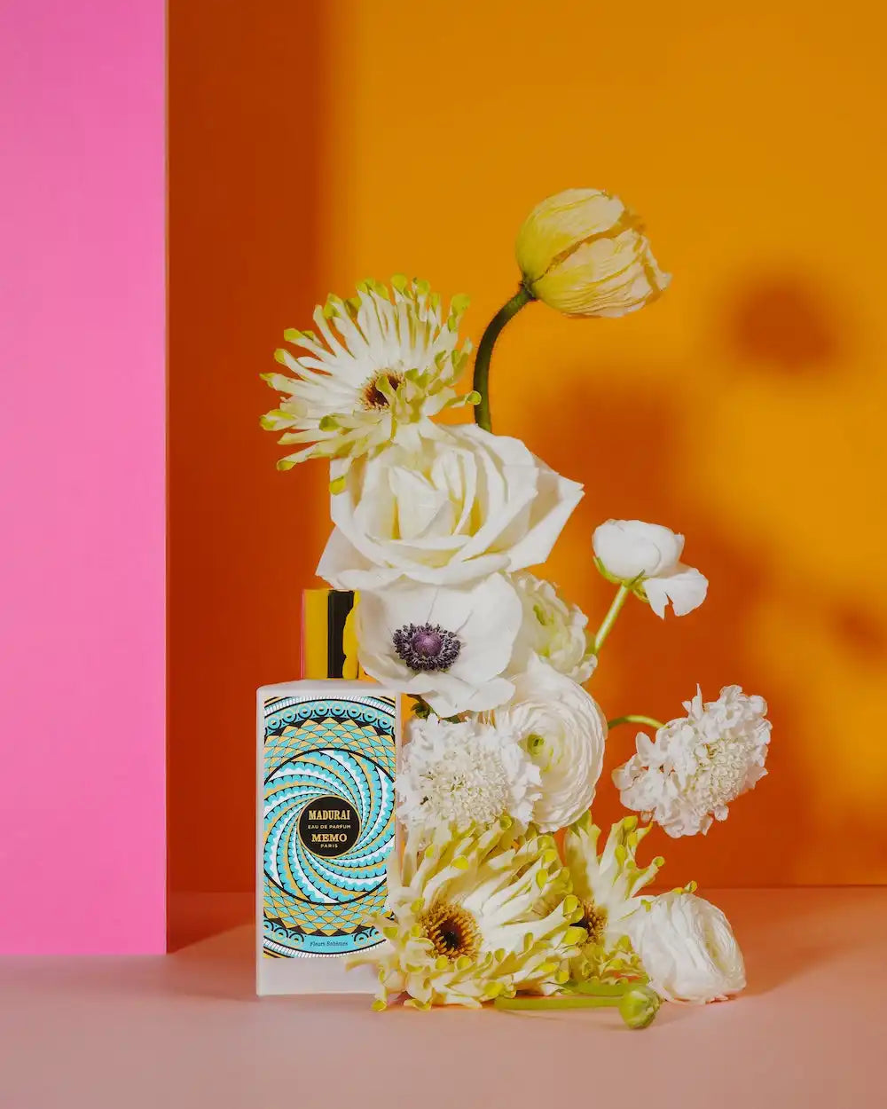 Patterned perfume bottle.
