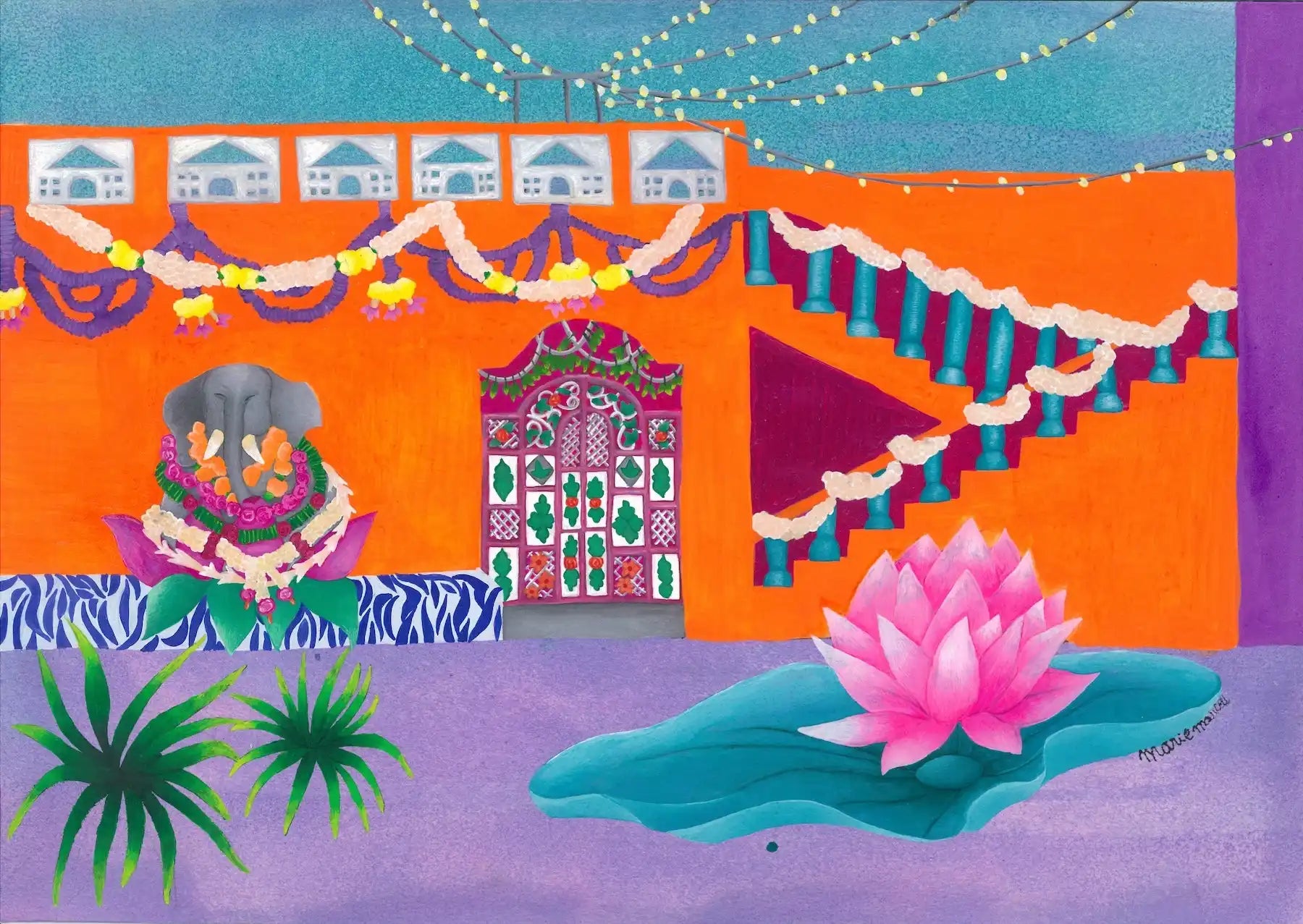 Vibrant Indian-themed painting.