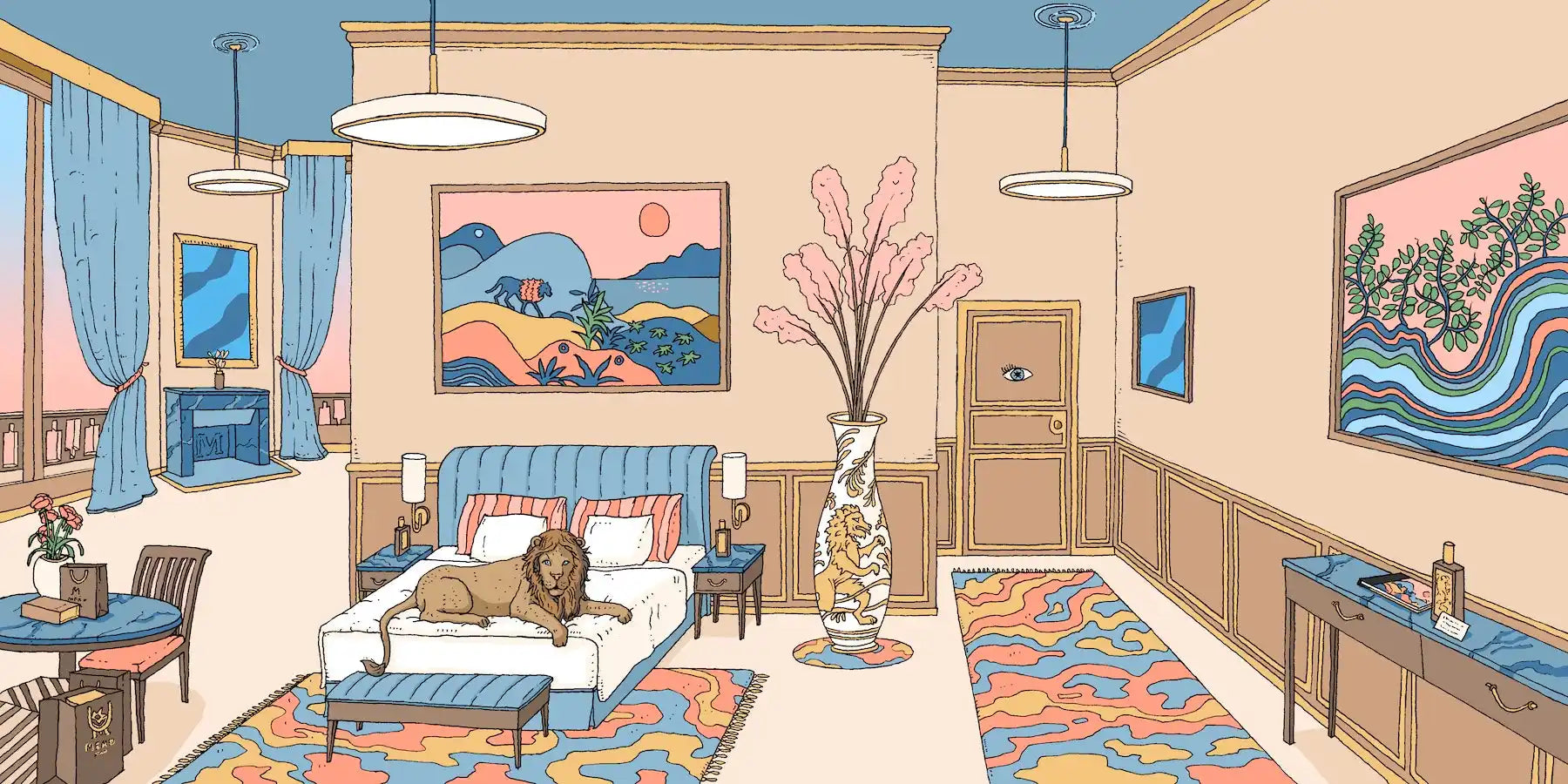 Luxurious bedroom interior.